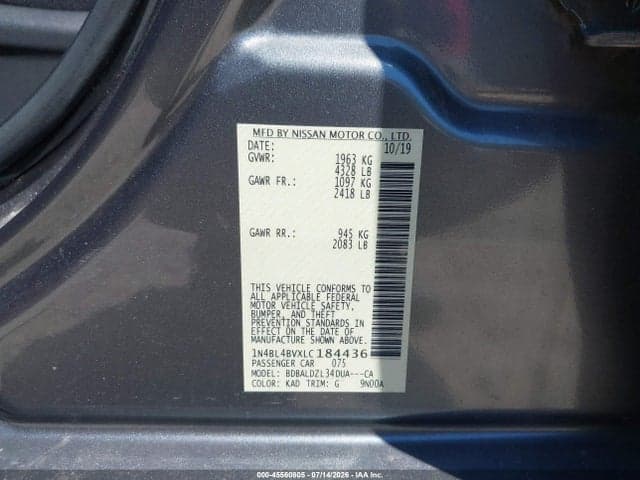 2020 NISSAN ALTIMA S FWD 9