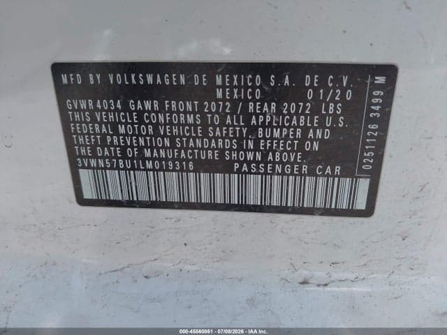 2020 VOLKSWAGEN JETTA 1.4T R-LINE/1.4T S 9