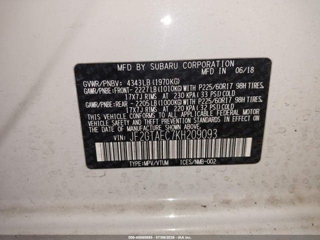 2019 SUBARU CROSSTREK 2.0I PREMIUM 9
