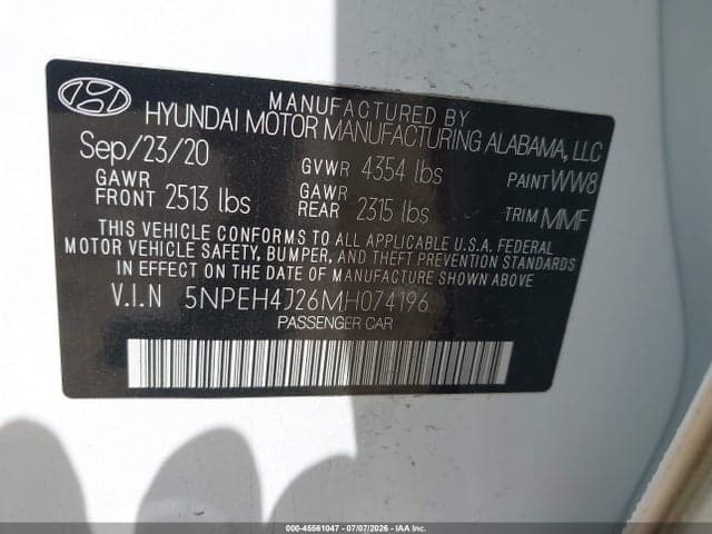 2021 HYUNDAI SONATA LIMITED 9