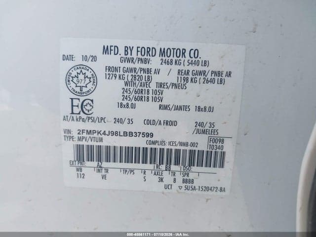 2020 FORD EDGE SEL 9