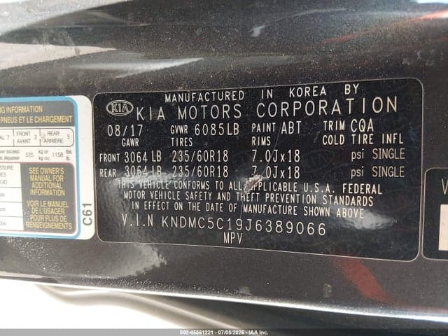 2018 KIA SEDONA SX 9