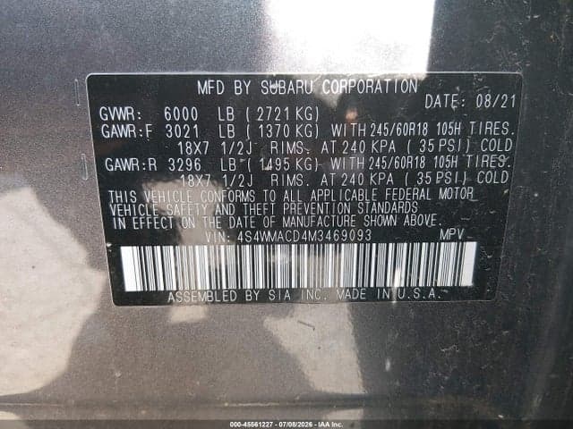 2021 SUBARU ASCENT PREMIUM 9