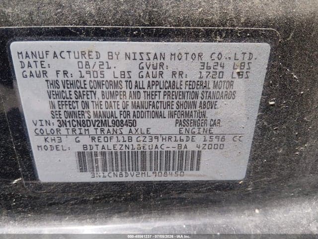2021 NISSAN VERSA S XTRONIC CVT 9
