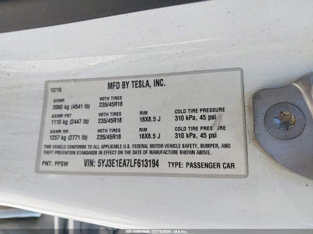 2020 TESLA MODEL 3 STANDARD RANGE PLUS REAR-WHEEL DRIVE/STANDARD RANGE REAR-WHEEL DRIVE 9