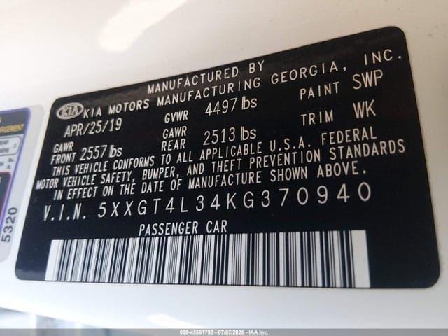 2019 KIA OPTIMA S 9