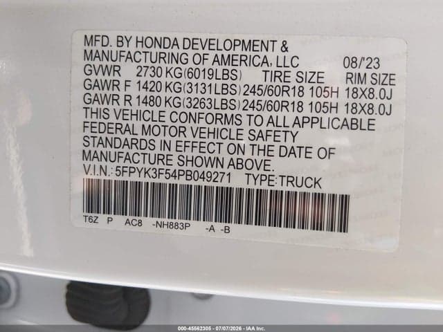 2023 HONDA RIDGELINE RTL 9