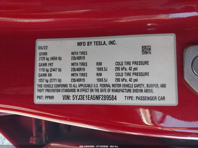 2022 TESLA MODEL 3 REAR-WHEEL DRIVE 9