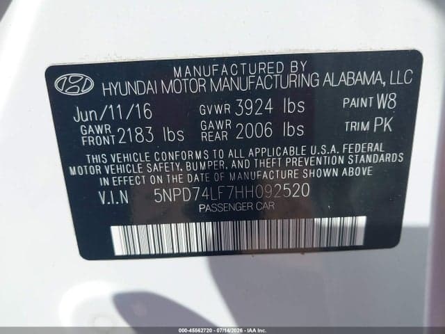 2017 HYUNDAI ELANTRA SE 9