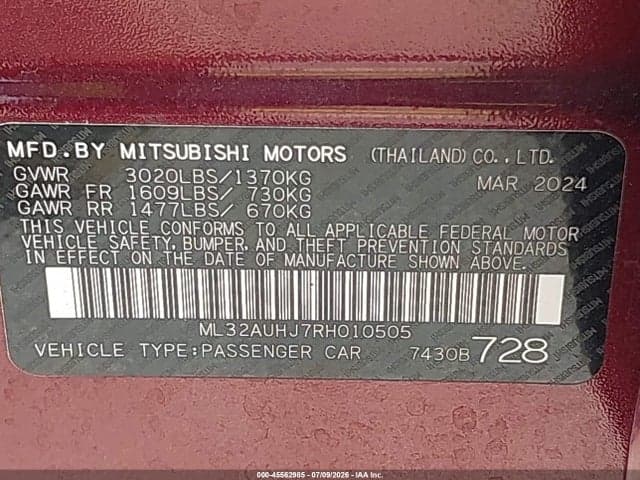 2024 MITSUBISHI MIRAGE ES/LE 9