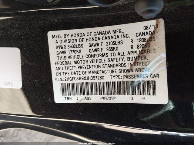 2018 HONDA CIVIC TOURING 8