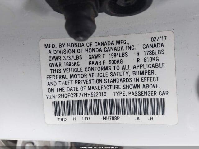 2017 HONDA CIVIC EX 9