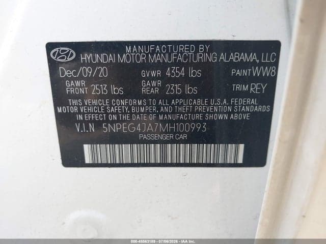 2021 HYUNDAI SONATA SE 9