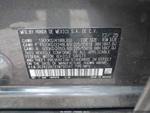 2026 HONDA HR-V AWD EX-L 9
