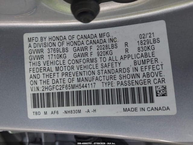 2021 HONDA CIVIC LX 9
