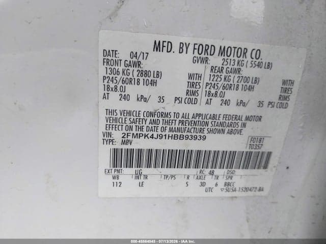 2017 FORD EDGE SEL 9