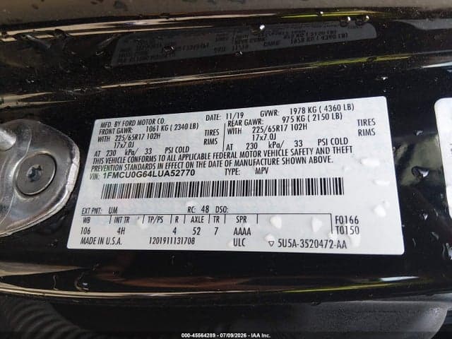 2020 FORD ESCAPE SE 9
