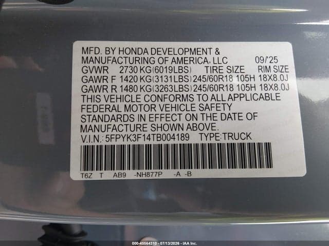 2026 HONDA RIDGELINE SPORT 9