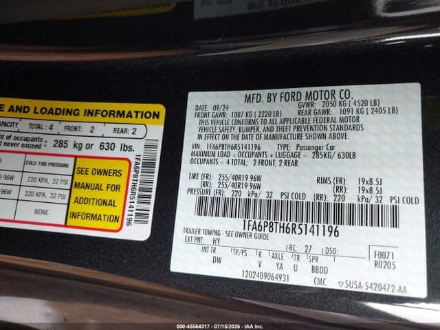 2024 FORD MUSTANG ECOBOOST FASTBACK 9