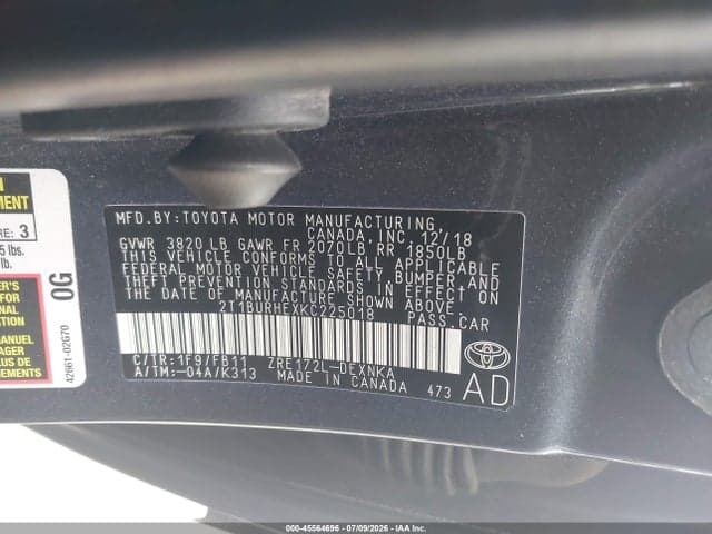 2019 TOYOTA COROLLA LE 9