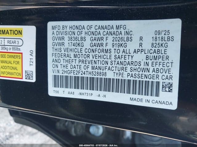 2026 HONDA CIVIC LX 9
