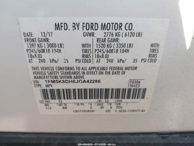 2018 FORD EXPLORER XLT 9