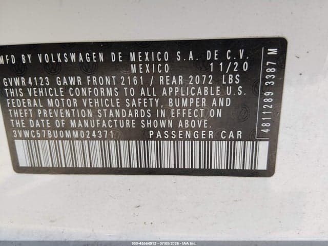 2021 VOLKSWAGEN JETTA 1.4T R-LINE/1.4T SE/S 9