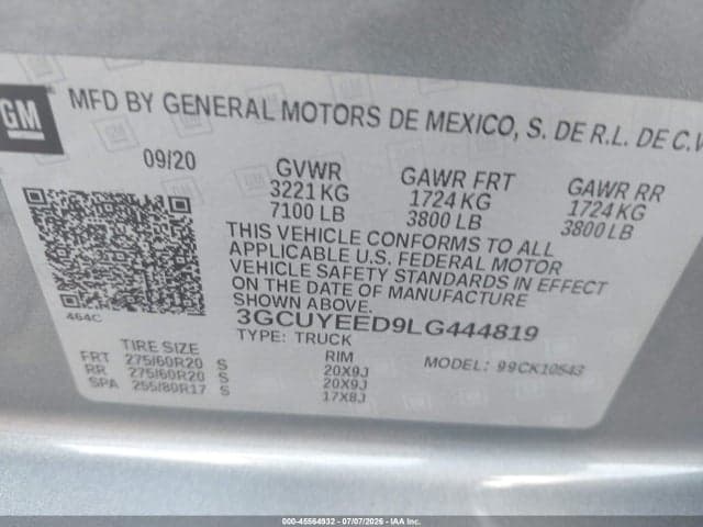 2020 CHEVROLET SILVERADO 1500 4WD SHORT BED RST 9