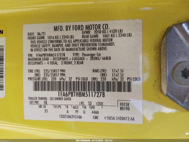 2021 FORD MUSTANG ECOBOOST FASTBACK 9