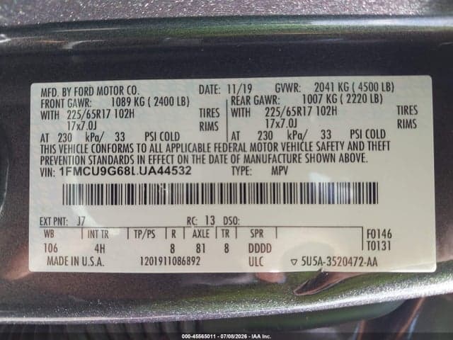 2020 FORD ESCAPE SE 9