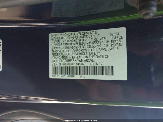 2023 HONDA ODYSSEY TOURING 9