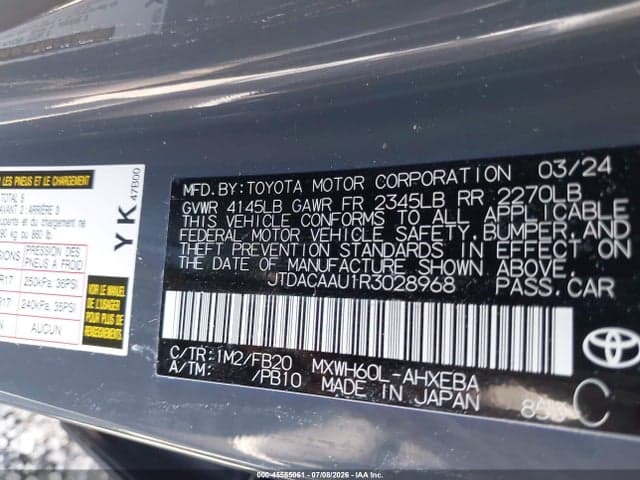 2024 TOYOTA PRIUS LE 9