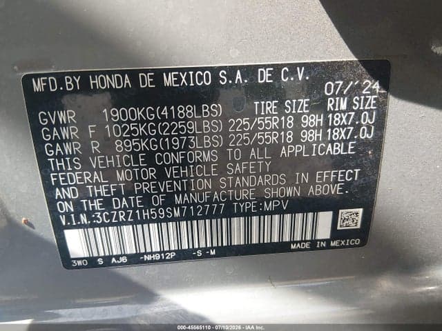 2025 HONDA HR-V 2WD SPORT 9