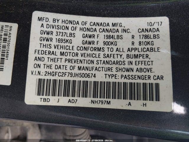 2018 HONDA CIVIC EX 9