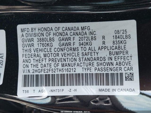2026 HONDA CIVIC SPORT 9