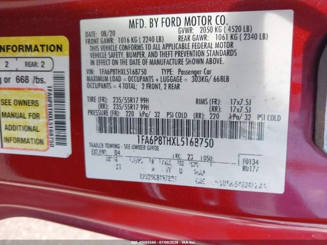 2020 FORD MUSTANG ECOBOOST FASTBACK 9