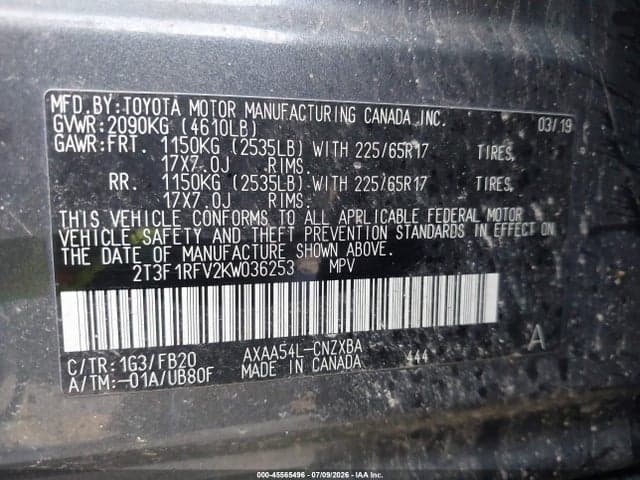 2019 TOYOTA RAV4 LE 9