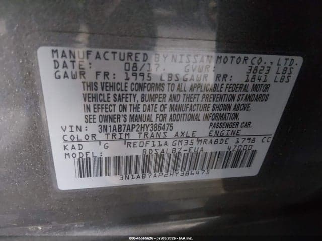 2017 NISSAN SENTRA S 9