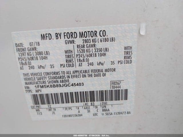 2018 FORD EXPLORER 9