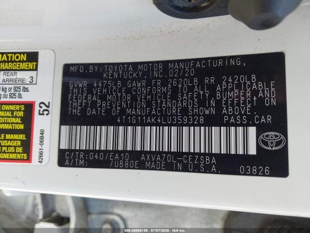 2020 TOYOTA CAMRY SE 9