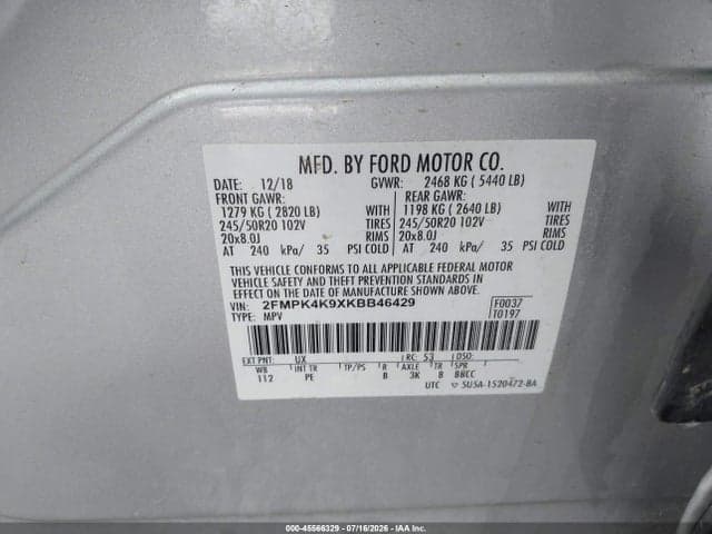 2019 FORD EDGE TITANIUM 9