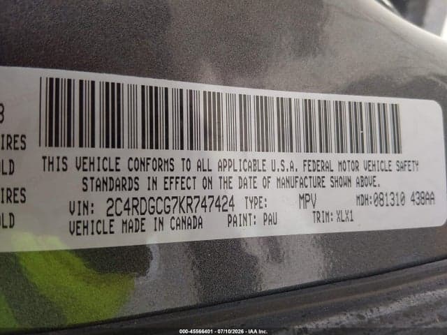 2019 DODGE GRAND CARAVAN SXT 9