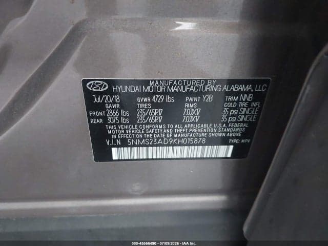 2019 HYUNDAI SANTA FE SE 9