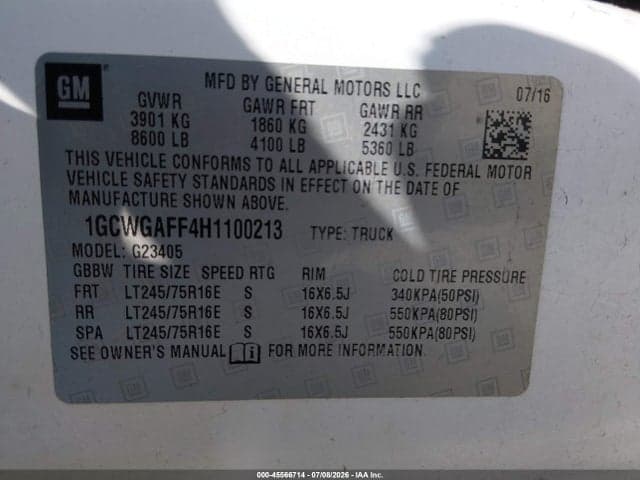 2017 CHEVROLET EXPRESS 2500 WORK VAN 9