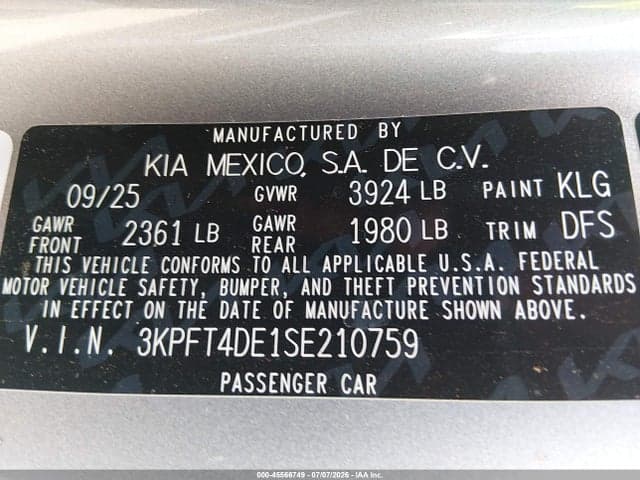 2025 KIA K4 LXS 9