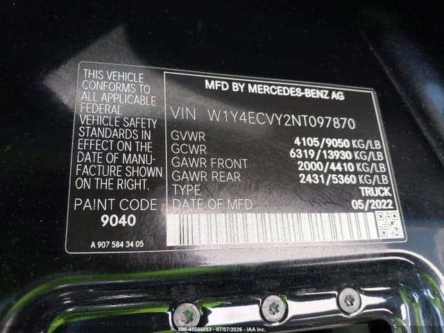 2022 MERCEDES-BENZ SPRINTER 2500 HIGH ROOF V6 9