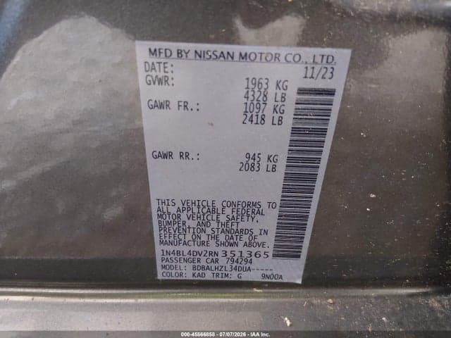 2024 NISSAN ALTIMA SV FWD 9