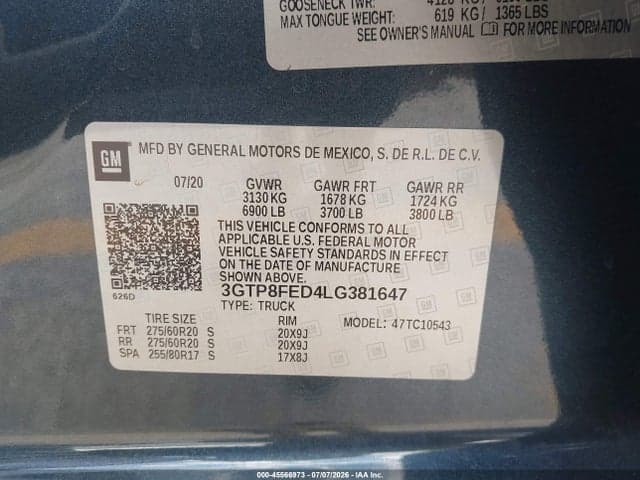 2020 GMC SIERRA 1500 2WD SHORT BOX DENALI 9