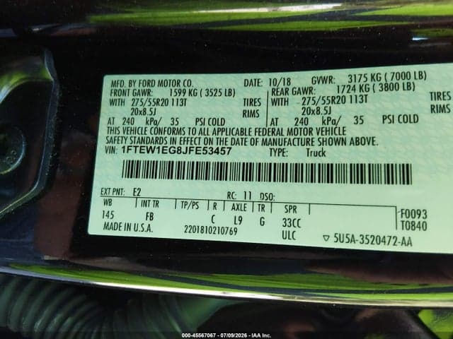 2018 FORD F-150 KING RANCH/LARIAT/LIMITED/PLATINUM/XL/XLT 9