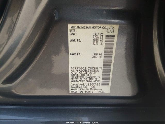 2018 NISSAN ALTIMA 2.5 SV 9